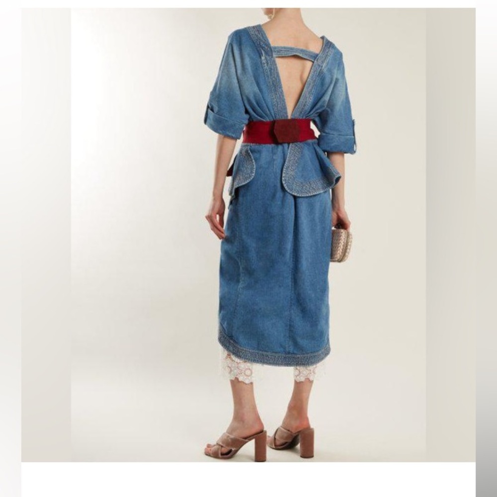 Johanna Ortiz Nuevo Mexicana Denim Trench Coat Dress Sz 4 - Picture 3 of 15